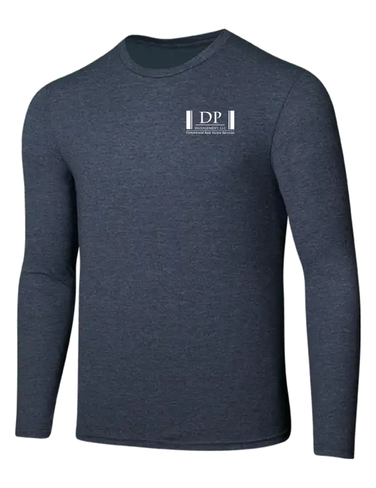 Seriously Soft Heathered Navy Long Sleeve T-Shirt w/DP Management Logo