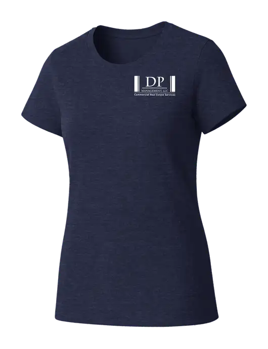 Womens Seriously Soft Heathered Navy T-Shirt w/DP Management Logo