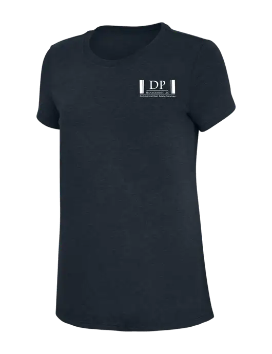 Womens Simply Soft Navy 4.5oz Poly/Combed Ring Spun Cotton T-Shirt w/DP Management Logo