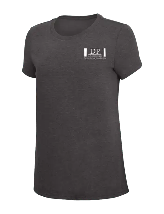 Womens Simply Soft Heather Charcoal 4.5oz  Poly/Combed Ring Spun Cotton T-Shirt w/DP Management Logo