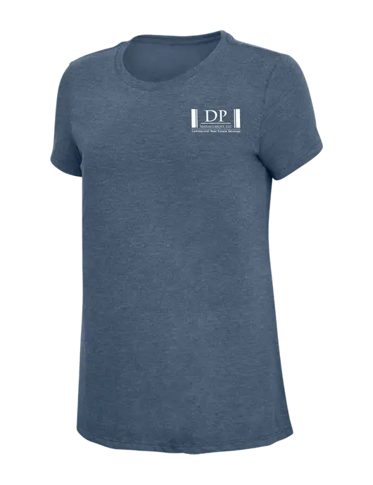 Womens Simply Soft Navy Frost 4.5oz  Poly/Combed Ring Spun Cotton T-Shirt w/DP Management Logo