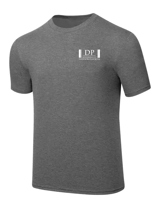 Simply Soft Heathered Medium Grey 4.5oz  Poly/Combed Ring Spun Cotton T-Shirt w/DP Management Logo