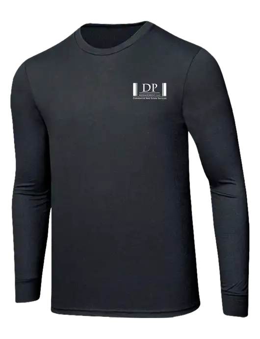 Simply Soft Long Sleeve Black Frost 4.5 oz, Poly/Combed Ring Spun Cotton T-Shirt w/DP Management Logo