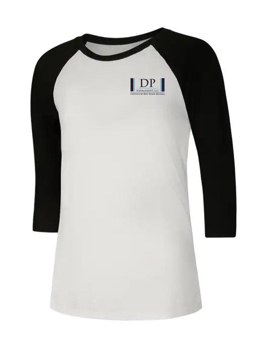 Womens Simply Soft 3/4 Sleeve Black/White Ring Spun Cotton T-Shirt w/DP Management Logo