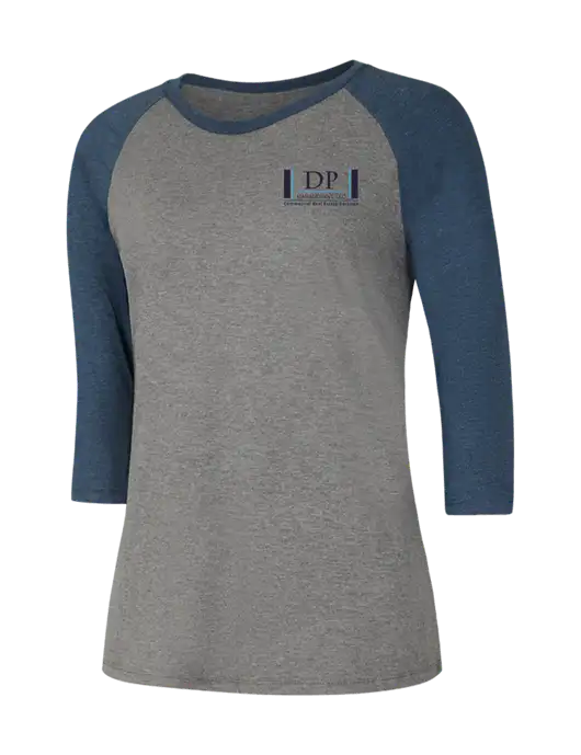 Womens Simply Soft 3/4 Sleeve Navy Frost/Grey Frost Ring Spun Cotton T-Shirt w/DP Management Logo