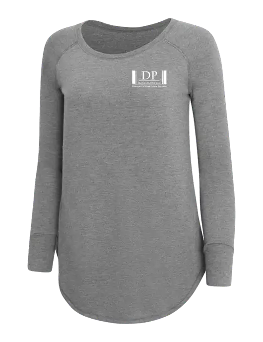 Womens Perfect Wide Collar Tunic Tri-Blend Grey Frost 4.5 oz T-Shirt w/DP Management Logo