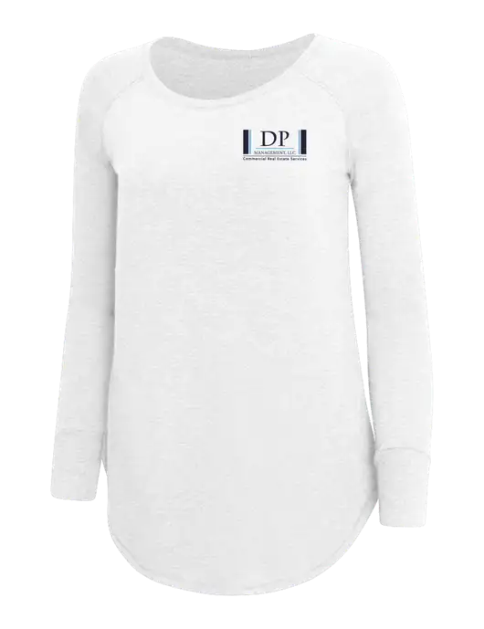 Womens Perfect Wide Collar Tunic Tri-Blend White 4.5 oz T-Shirt w/DP Management Logo