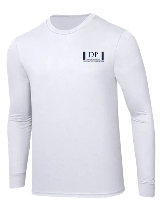 Simply Soft Long Sleeve White 4.5 oz, Poly/Combed Ring Spun Cotton T-Shirt w/DP Management Logo