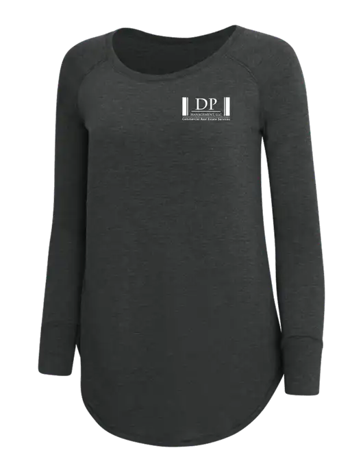 Womens Perfect Wide Collar Tunic Tri-Blend Black Frost 4.5 oz T-Shirt w/DP Management Logo