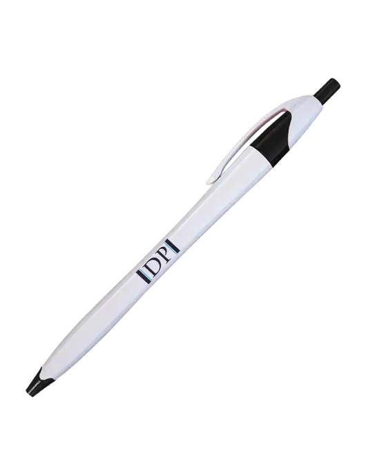 Novella White/Black Classic Pen - Blue Ink w/DP Management Icon Logo