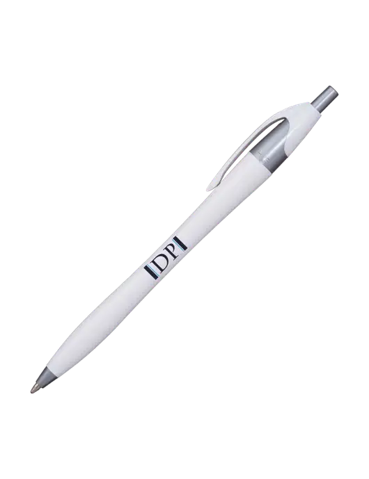 Novella White/Silver Shimmer Pen - Blue Ink w/DP Management Icon Logo