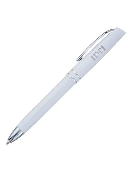 White Anguilla Black Ink Pen w/DP Management Icon Logo