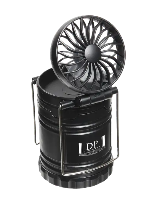 Black Retro Lantern with Fan w/DP Management Logo