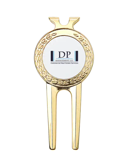 Gold Divot Tool, 1.5 x 3 w/DP Management Logo