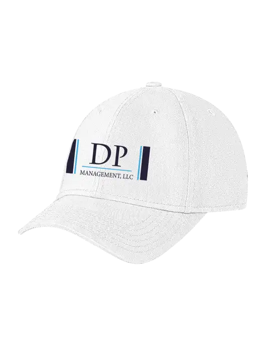 White Structured Soft Snap Closure Hook & Loop Cap w/DP Management Logo