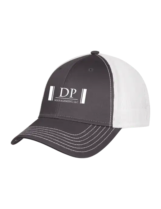 Dark Grey/White Mesh Trucker Cap Snap Back w/DP Management Logo