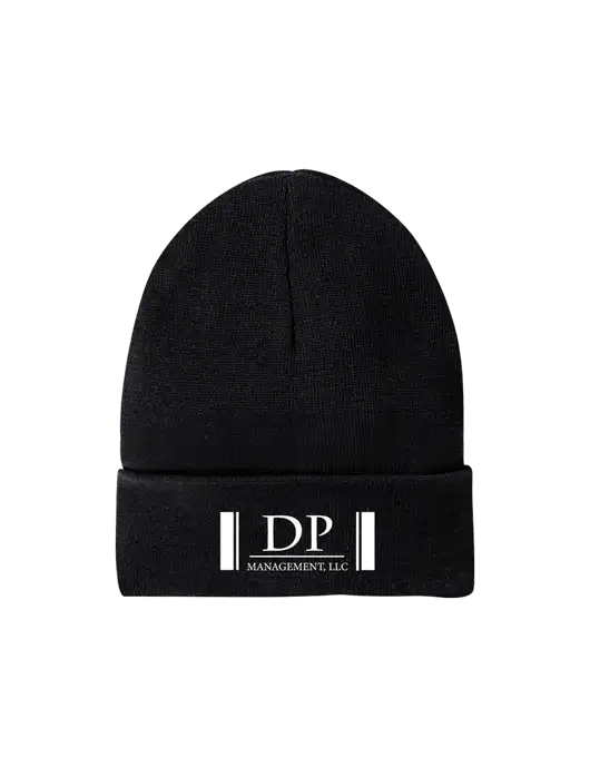 Recycled Black Beanie w/DP Management Logo