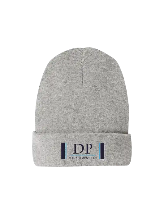 Recycled Light Heather Grey Beanie w/DP Management Logo