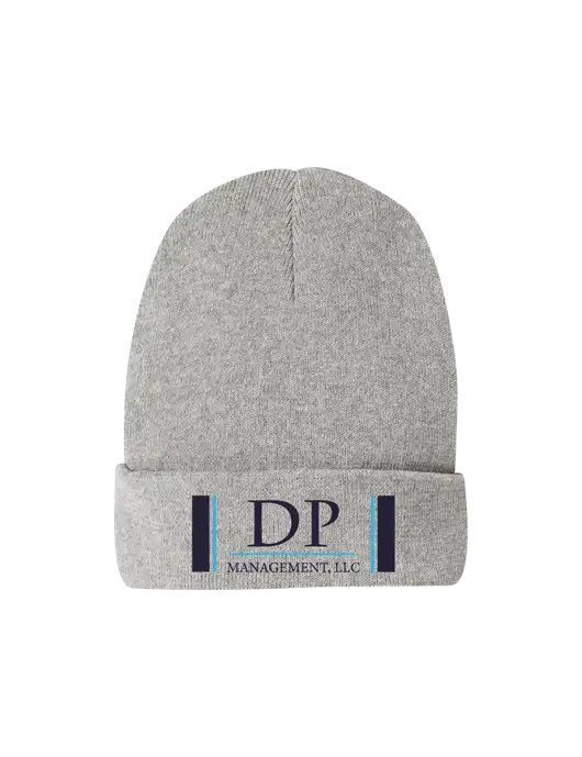 Recycled Light Heather Grey Beanie w/DP Management Logo