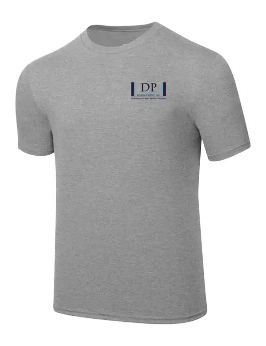 Simply Soft Heathered Light Grey 4.5oz  Poly/Combed Ring Spun Cotton T-Shirt w/DP Management Logo