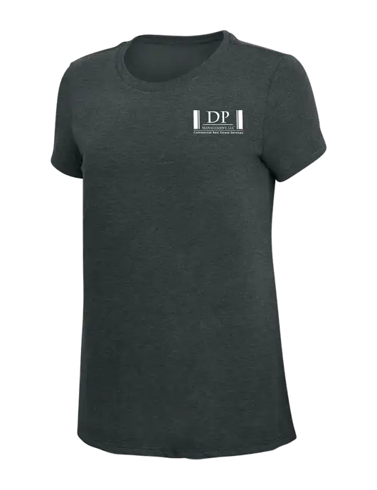 Womens Simply Soft Black Frost 4.5oz Poly/Combed Ring Spun Cotton T-Shirt w/DP Management Logo
