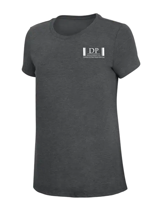 Womens Simply Soft Charcoal 4.5oz Poly/Combed Ring Spun Cotton T-Shirt w/DP Management Logo