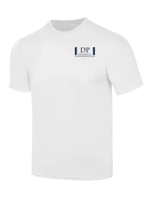 Simply Soft White 4.5oz  Poly/Combed Ring Spun Cotton T-Shirt w/DP Management Logo