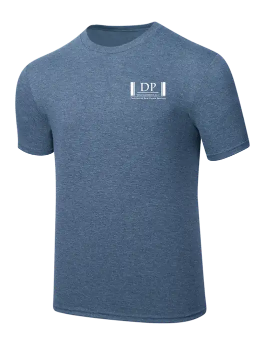 Simply Soft Light Slate Blue Heathered 4.5oz  Poly/Combed Ring Spun Cotton T-Shirt w/DP Management Logo