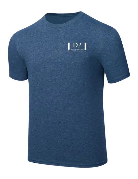 Simply Soft Heathered Navy 4.5oz  Poly/Combed Ring Spun Cotton T-Shirt w/DP Management Logo