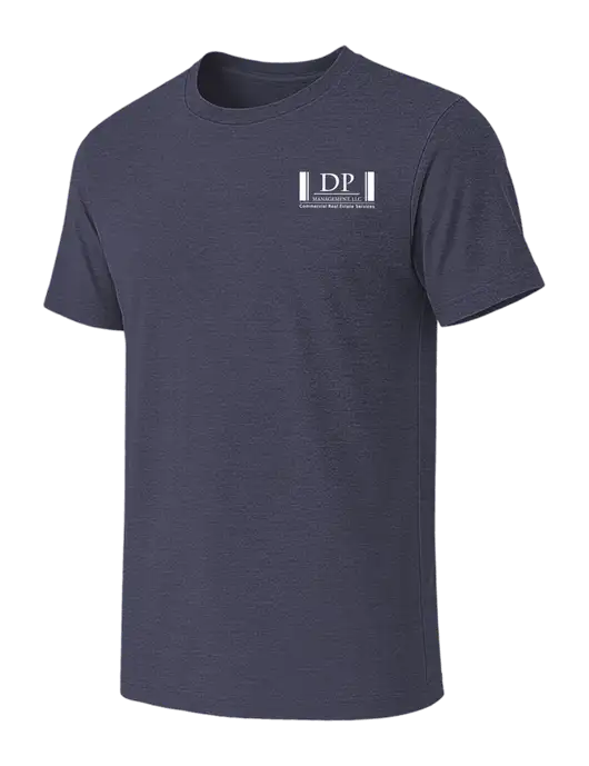 BELLA+CANVAS Heather Navy CVC Short Sleeve Tee w/DP Management Logo