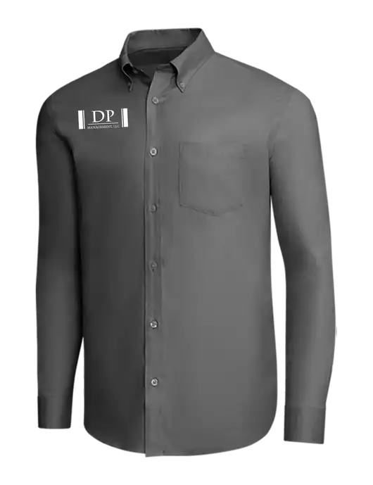 Brooks Brothers Dark Grey Wrinkle-Free Stretch Pinpoint Shirt w/DP Management Logo