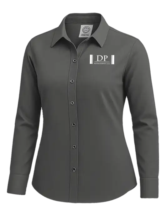 Brooks Brothers Womens Dark Grey Wrinkle-Free Stretch Nailhead Shirt w/DP Management Logo