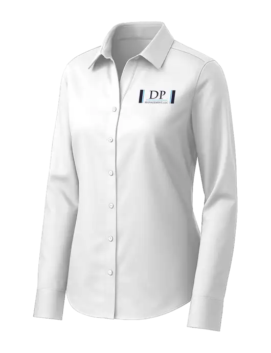 Brooks Brothers Womens White Wrinkle-Free Stretch Pinpoint Shirt w/DP Management Logo