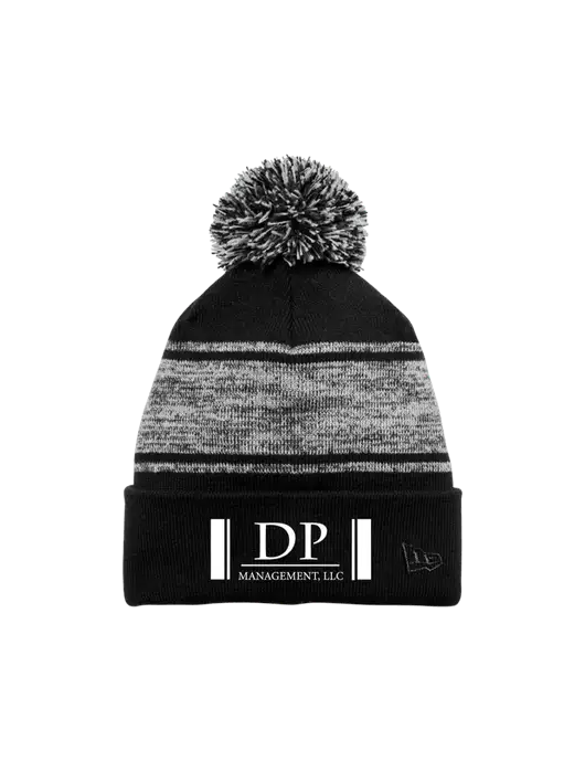 New Era Black/Charcoal Knit Chilled Pom Beanie w/DP Management Logo