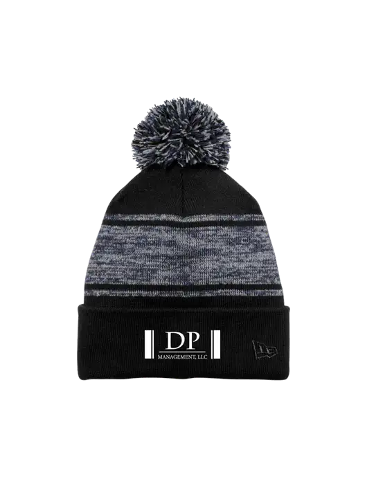 New Era Black/Navy Knit Chilled Pom Beanie w/DP Management Logo