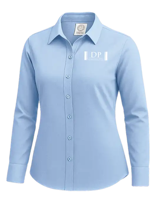 Brooks Brothers Womens Light Blue Wrinkle-Free Stretch Nailhead Shirt w/DP Management Logo