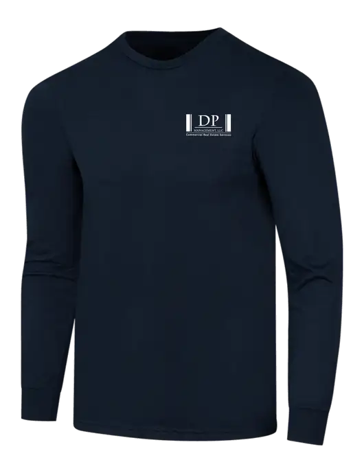 Simply Soft Long Sleeve Navy 4.5 oz, Poly/Combed Ring Spun Cotton T-Shirt w/DP Management Logo