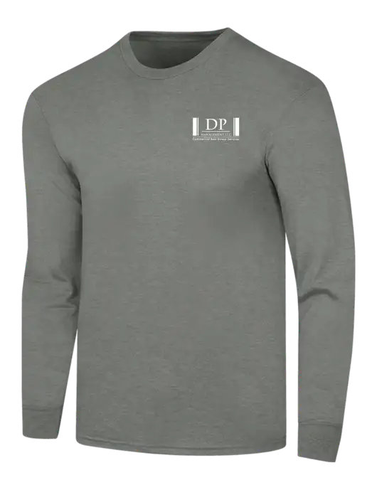 Simply Soft Long Sleeve Heathered Charcoal 4.5 oz, Poly/Combed Ring Spun Cotton T-Shirt w/DP Management Logo