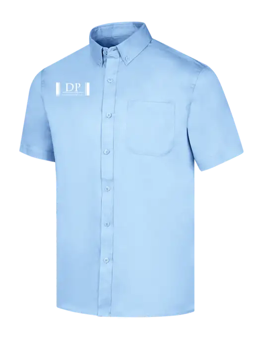 Short Sleeve Light Blue Superpro React Twill Shirt w/DP Management Logo