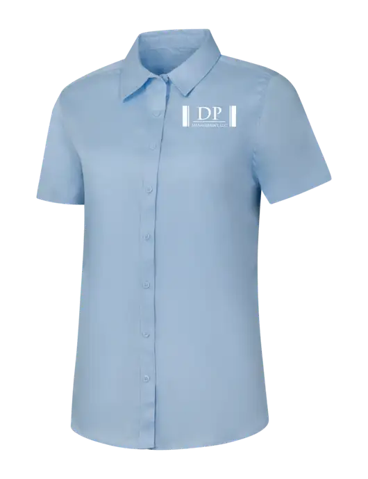 Womens Light Blue Short Sleeve Superpro React Twill Shirt w/DP Management Logo