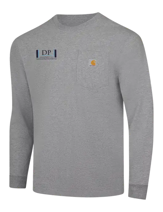Carhartt Light Grey Heather Workwear Pocket Long Sleeve T-Shirt w/DP Management Logo