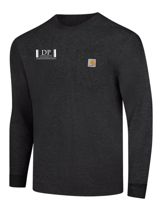 Carhartt Dark Grey Heather Workwear Pocket Long Sleeve T-Shirt w/DP Management Logo