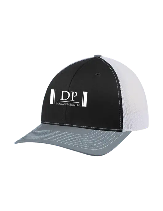 Richardson Adjustable Snapback Original 112 Trucker Cap Black/Light Heather Grey/White Mesh w/DP Management Logo