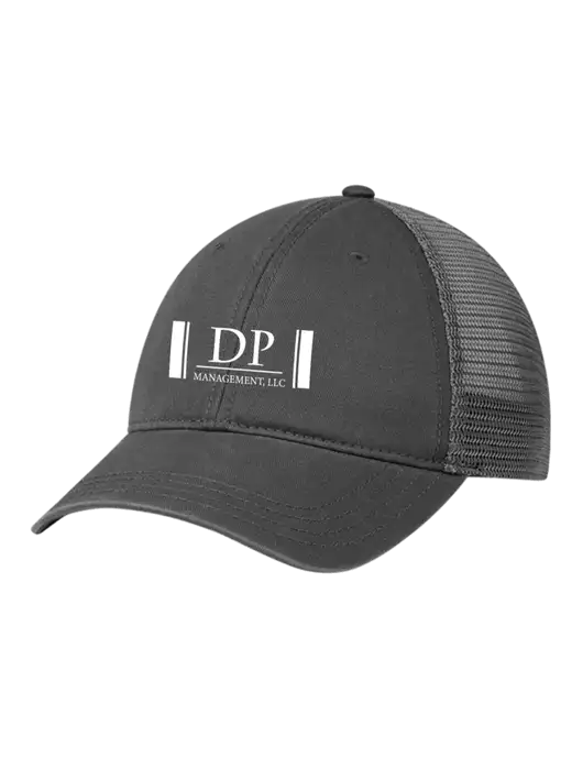 Richardson 111 Garment Washed Trucker Cap Charcoal w/Charcoal Mesh w/DP Management Logo