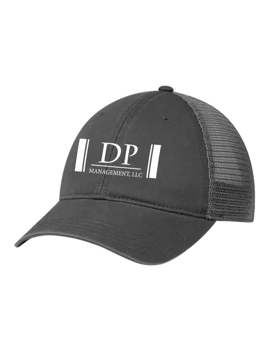 Richardson 111 Garment Washed Trucker Cap Charcoal w/Charcoal Mesh w/DP Management Logo