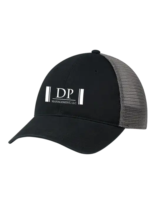 Richardson 111 Garment Washed Trucker Cap Black w/Charcoal Mesh w/DP Management Logo