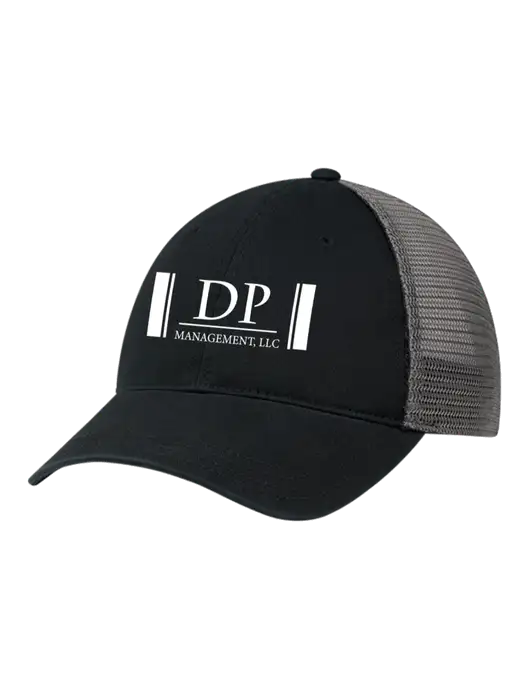 Richardson 111 Garment Washed Trucker Cap Black w/Charcoal Mesh w/DP Management Logo