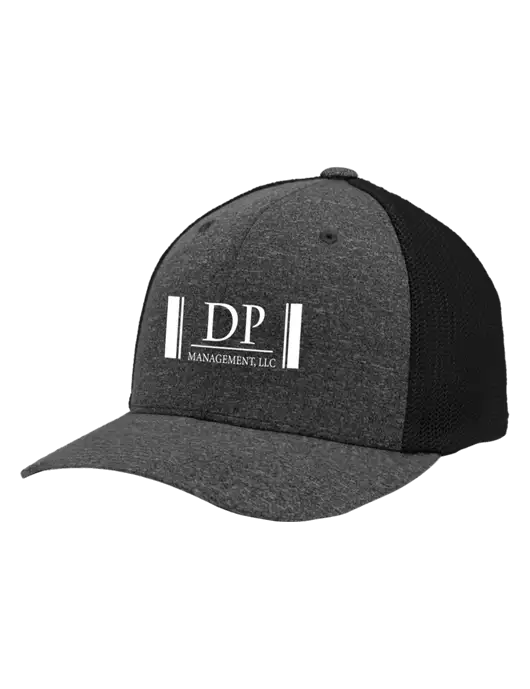 Flexfit Black/Dark Charcoal Heather Melange Mesh Back Trucker Cap w/DP Management Logo