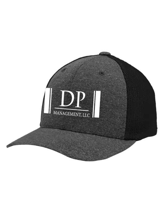 Flexfit Black/Dark Charcoal Heather Melange Mesh Back Trucker Cap w/DP Management Logo