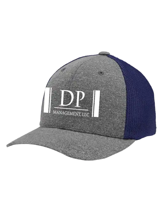 Flexfit Navy/Medium Grey Heather Melange Mesh Back Trucker Cap w/DP Management Logo
